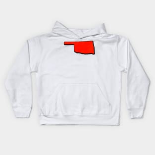 Bright Red Oklahoma Outline Kids Hoodie